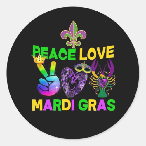 Peace Love Mardi Gras Mardi Gras Classic Round Sticker