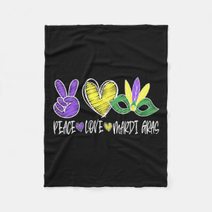 Peace Love Mardi Gras New Orleans Louisiana Parade Fleece Blanket