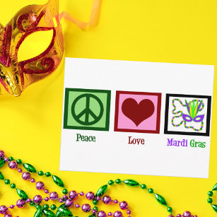 Peace Love Mardi Gras Postcard