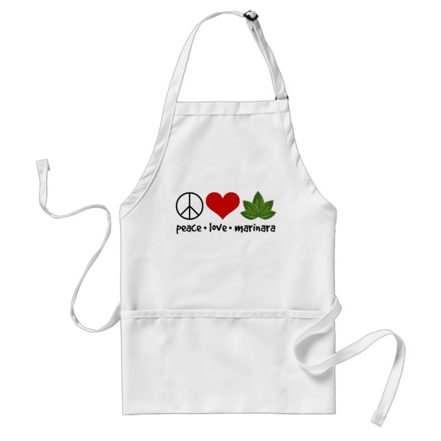 Peace Love Marinara Basil Leaves Cluster Adult Apron (Front)