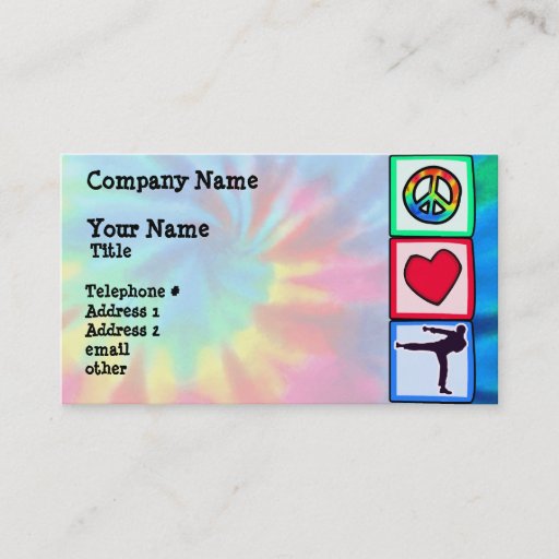 Customizable Peace, Love, Martial Arts Business Cards