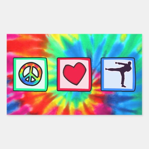 Peace Love Martial Arts Rectangular Sticker