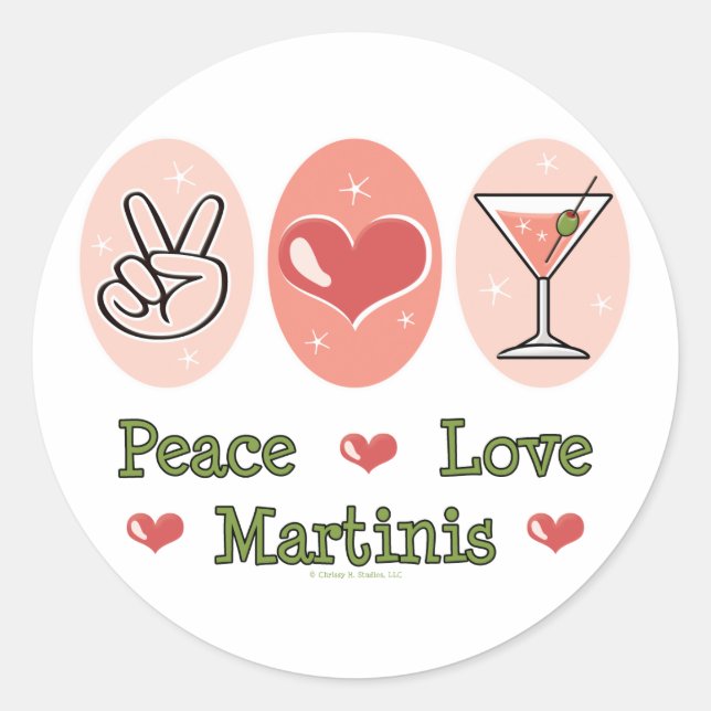 Peace Love Martini Stickers (Front)