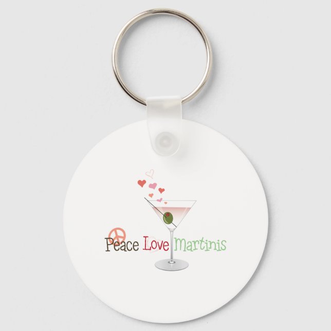 Peace Love Martinis Keychain (Front)