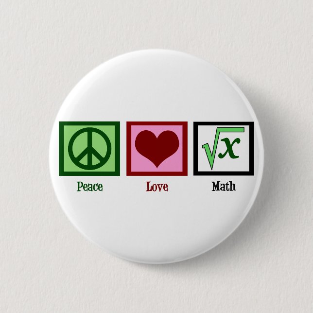 Peace Love Math Button (Front)