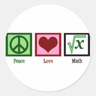 Peace Love Math Classic Round Sticker