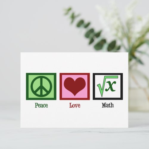 Peace Love Math Teacher Cute Algebra Card