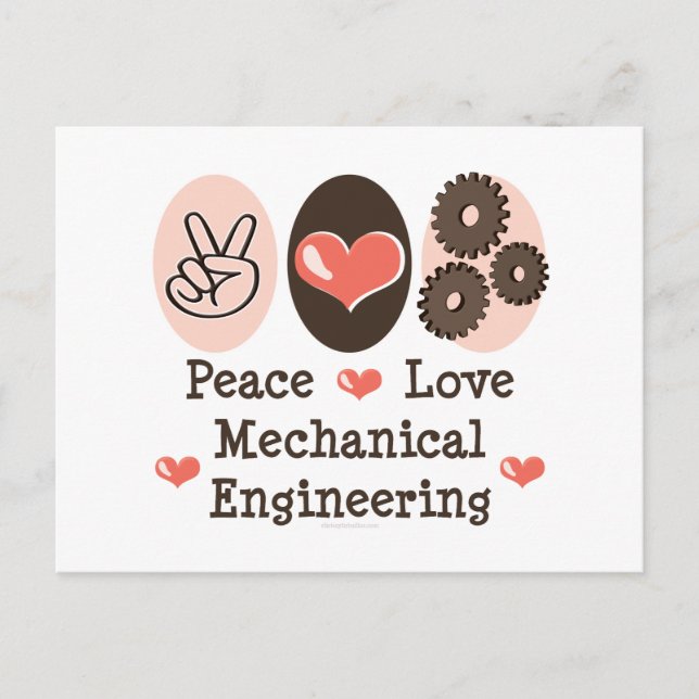 Peace Love Mechanical Engineering Postcard (Front)