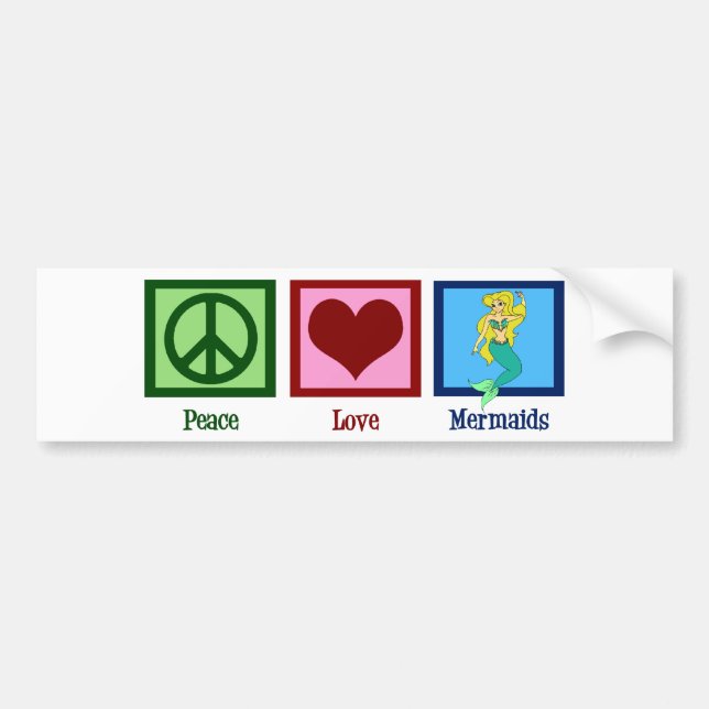 Peace Love Mermaids Bumper Sticker (Front)
