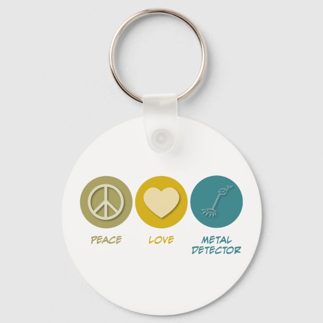 Peace Love Metal Detector Keychain (Front)