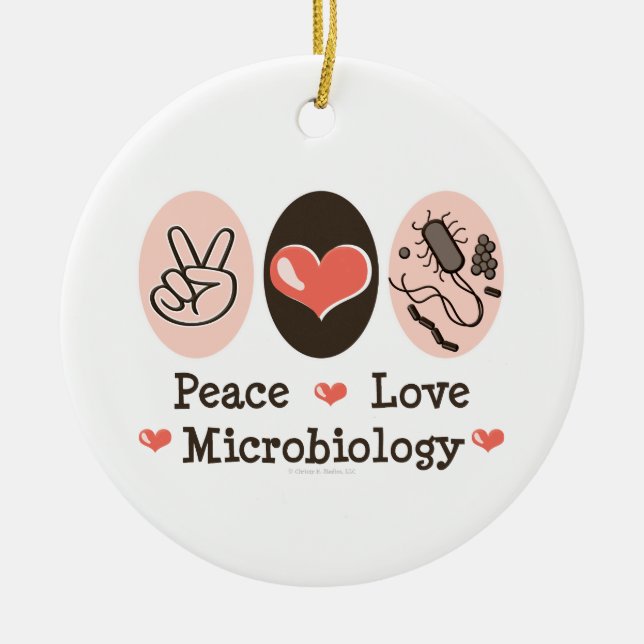 Peace Love Microbiology Ornament (Front)