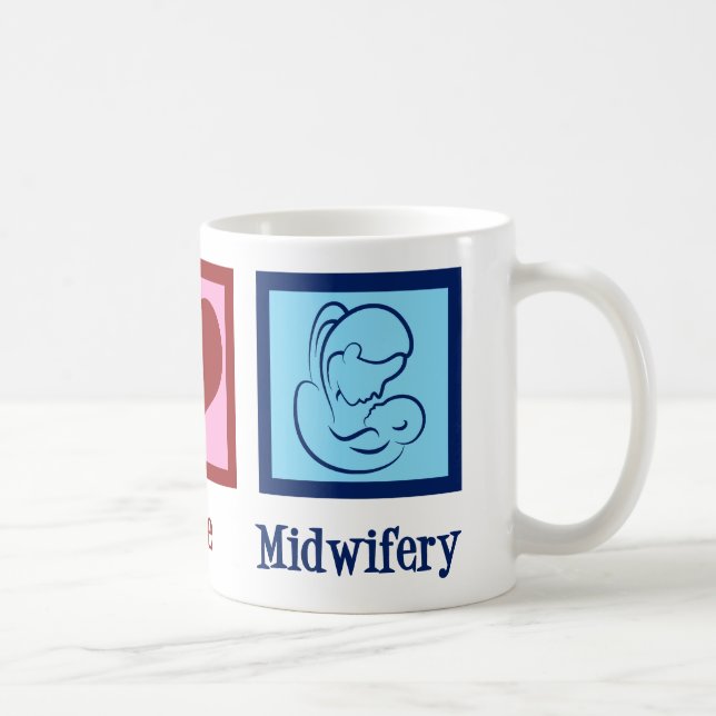 Peace Love Midwifery Cute Midwife Coffee Mug (Right)