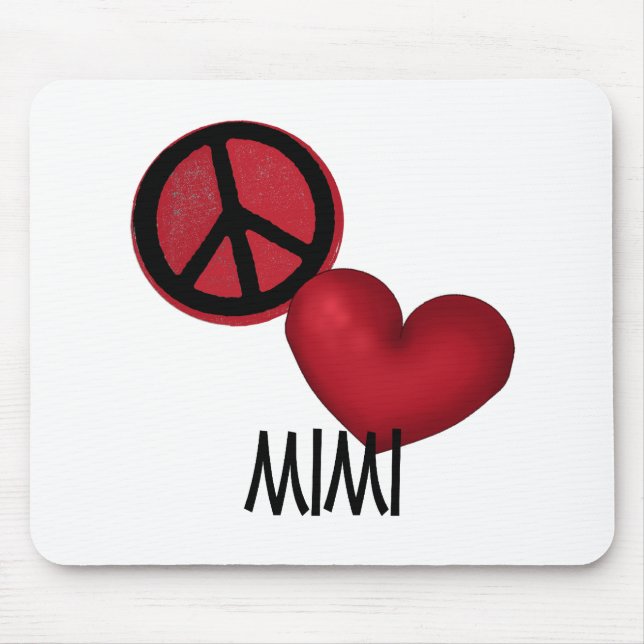 Peace Love Mimi Mouse Pad (Front)