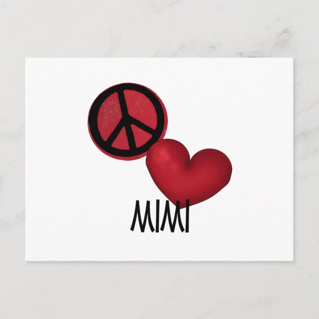 Peace Love Mimi Postcard (Front)