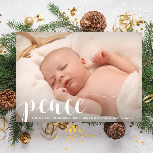 Peace Love Modern Classic Christmas Holiday Photo