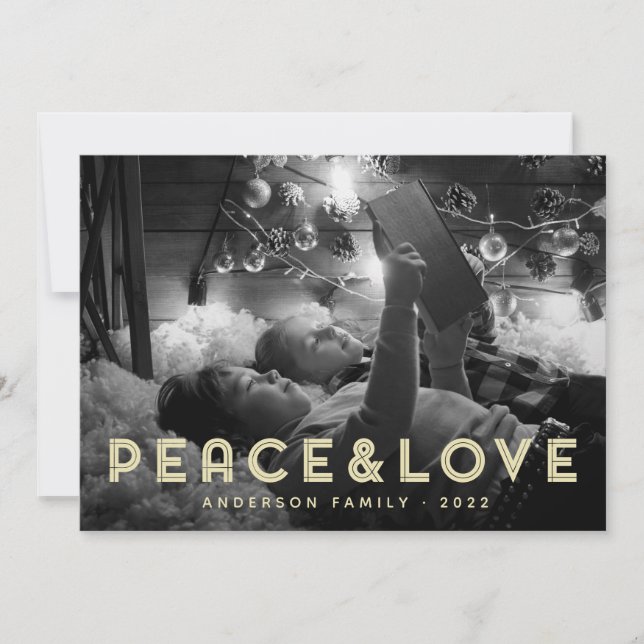 Peace & Love Modern Simple Typography Holiday Card (Front)