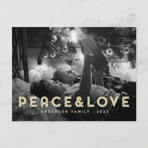 Peace  Love Modern Simple Typography Holiday Postcard