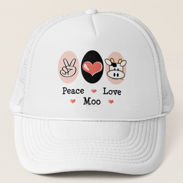 Peace Love Moo Cow Hat (Front)