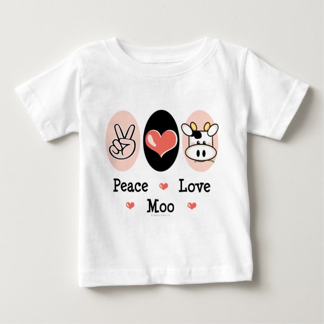 Peace Love Moo Cow Infant Long Sleeve Tee Shirt  (Front)