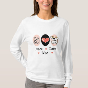 Peace Love Moo Cow Long Sleeve Tee Shirt