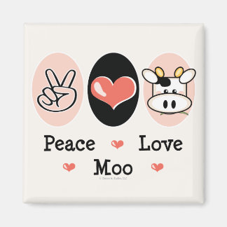 Peace Love Moo Cow Magnet