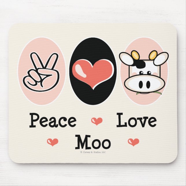 Peace Love Moo Cow Mousepad (Front)