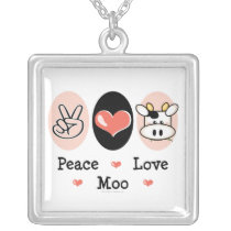 Peace Love Moo Cow Necklace