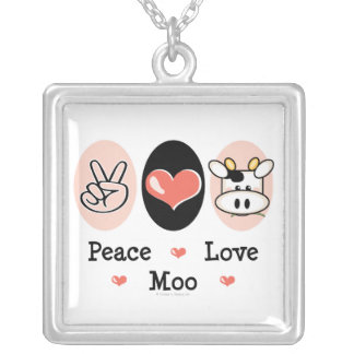 Peace Love Moo Cow Necklace
