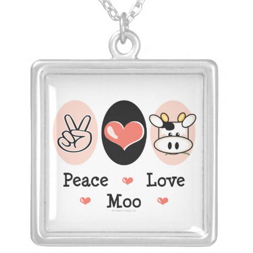 Peace Love Moo Cow Necklace