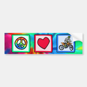 Peace, Love, Motocross Bumper Sticker