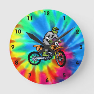 Peace, Love, Motocross Round Clock