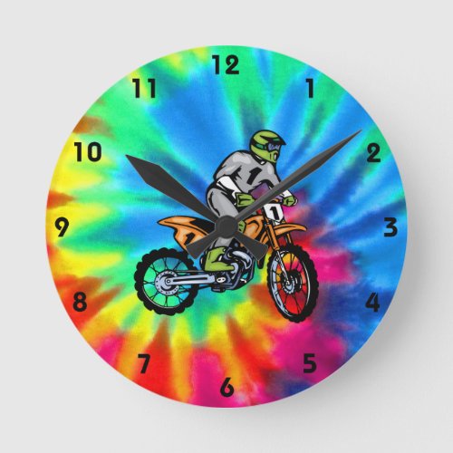 Peace Love Motocross Round Clock
