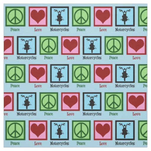 Peace Love Motorcycles Fabric