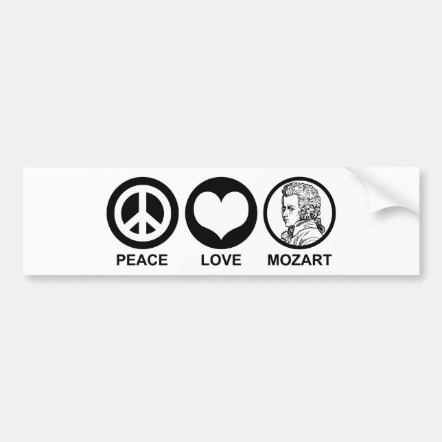 Peace Love Mozart Bumper Sticker (Front)