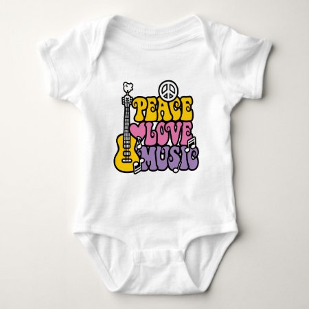 Peace Love Music Baby Bodysuit