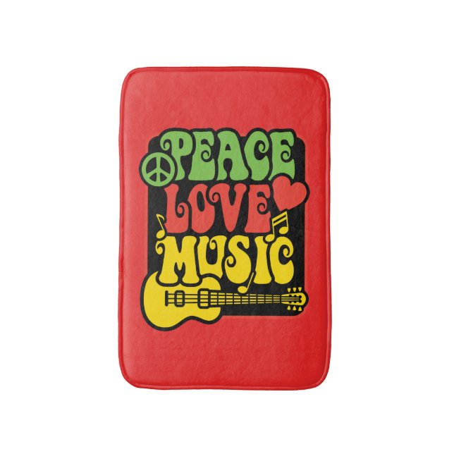 Peace Love Music Bath Mat (Front Vertical)