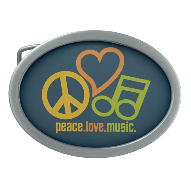Peace Love Music belt buckle (Front)