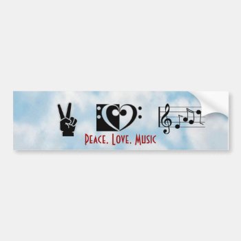 Peace  Love  Music Bumper Sticker by weRband at Zazzle