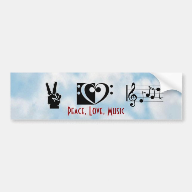 Peace, Love, Music Bumper Sticker (Front)