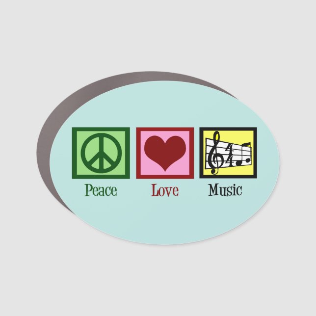 Peace Love Music Car Magnet (Front)