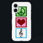 Peace Love Music iPhone 16 Case<br><div class="desc">A cute gift for a musician with a peace sign,  heart,  and a musical symbol for a treble clef.</div>