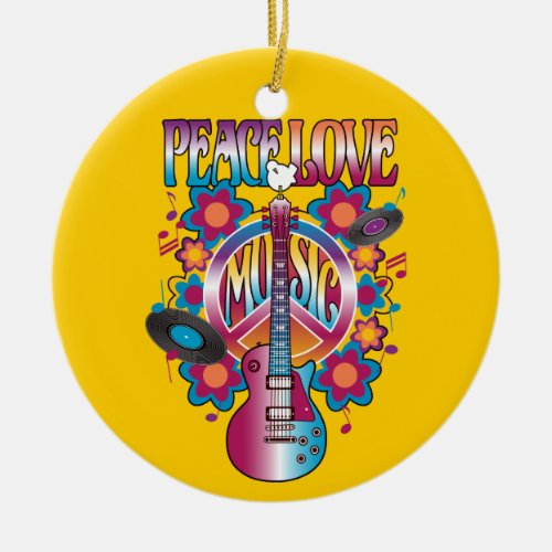 Peace_Love_Music Ceramic Ornament