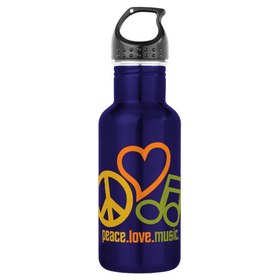 Peace-Love-Music - choose color Water Bottle