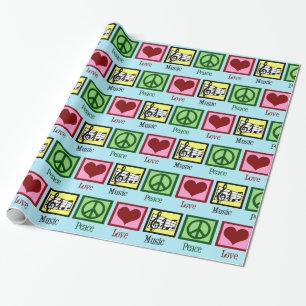 Peace Love Music Christmas Wrapping Paper