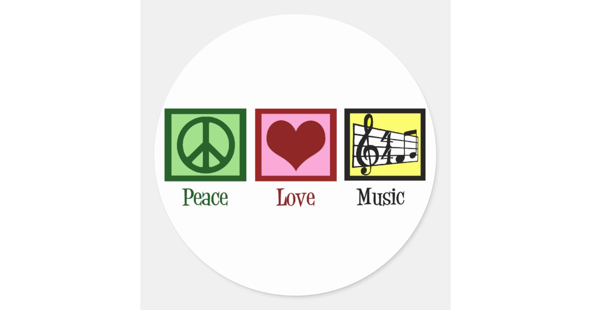 Peace Love Music Classic Round Sticker