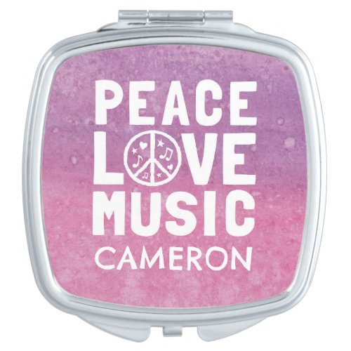 Peace Love Music Compact Mirror