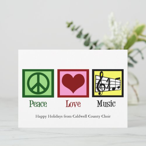 Peace Love Music Custom Band or Choir Christmas Holiday Card