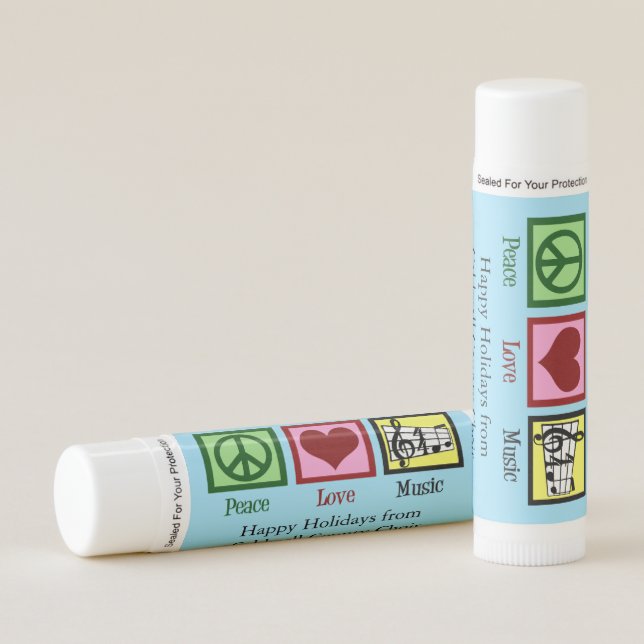Peace Love Music Custom Blue Party Favor Lip Balm (Front)