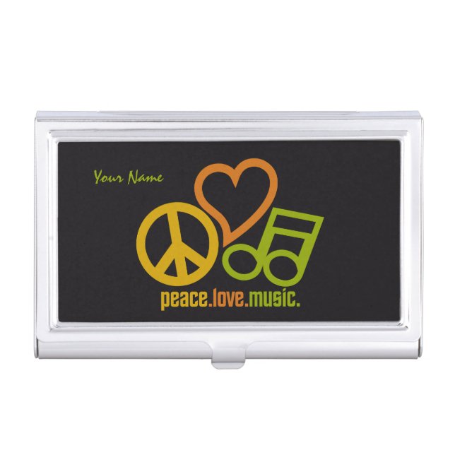 Peace Love Music custom business card holder (Front)
