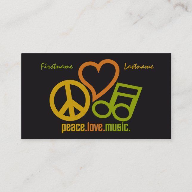 Peace Love Music custom business cards (Front)